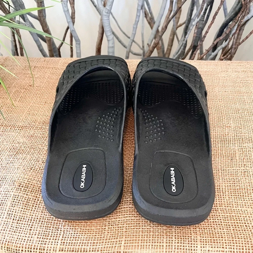 OluKai Men’s Black Torino Rubber Flip Flop Slides Size XXL 12-13